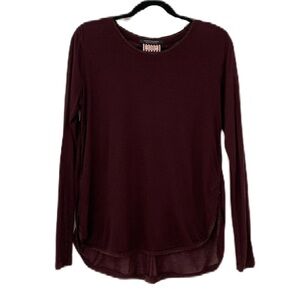 Scotch & Soda Metallic Trim Edging‎ Burgundy Viscose Long Sleeve Top Size 1 US 6